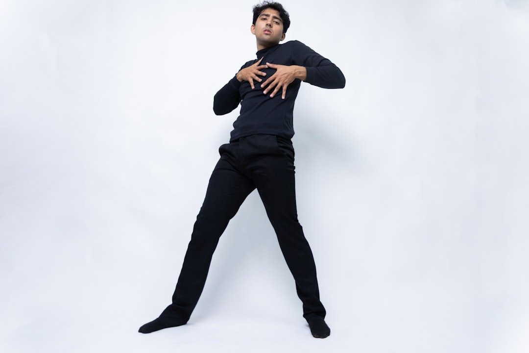 Men's Latin Competition Shirt Rhinestone Trim Dance Top