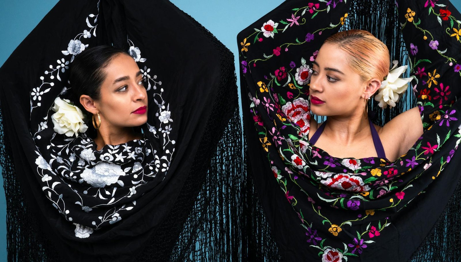Flamenco Dance Shawl Mantón de Manila Embroidered Fringed