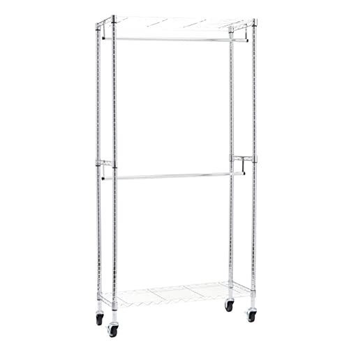 Amazon Basics Adjustable Double Hanging Rod Garment Rack