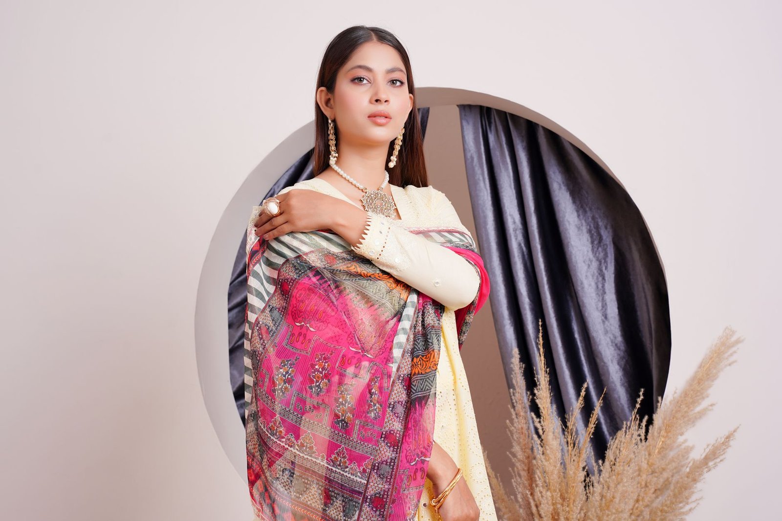 Chunni Shawl Long Dupatta Plain Georgette Indian Folk Class