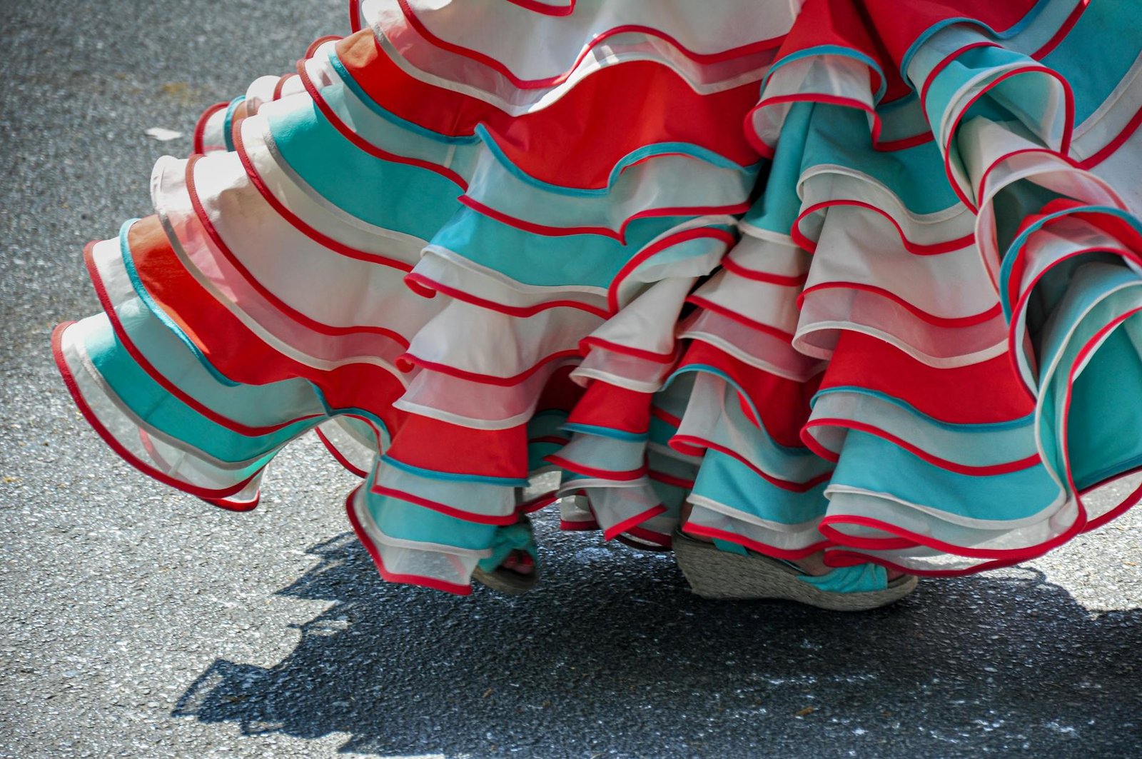 Premium Flamenco Dance Skirt Polka Dot Ruffle 5-Layer