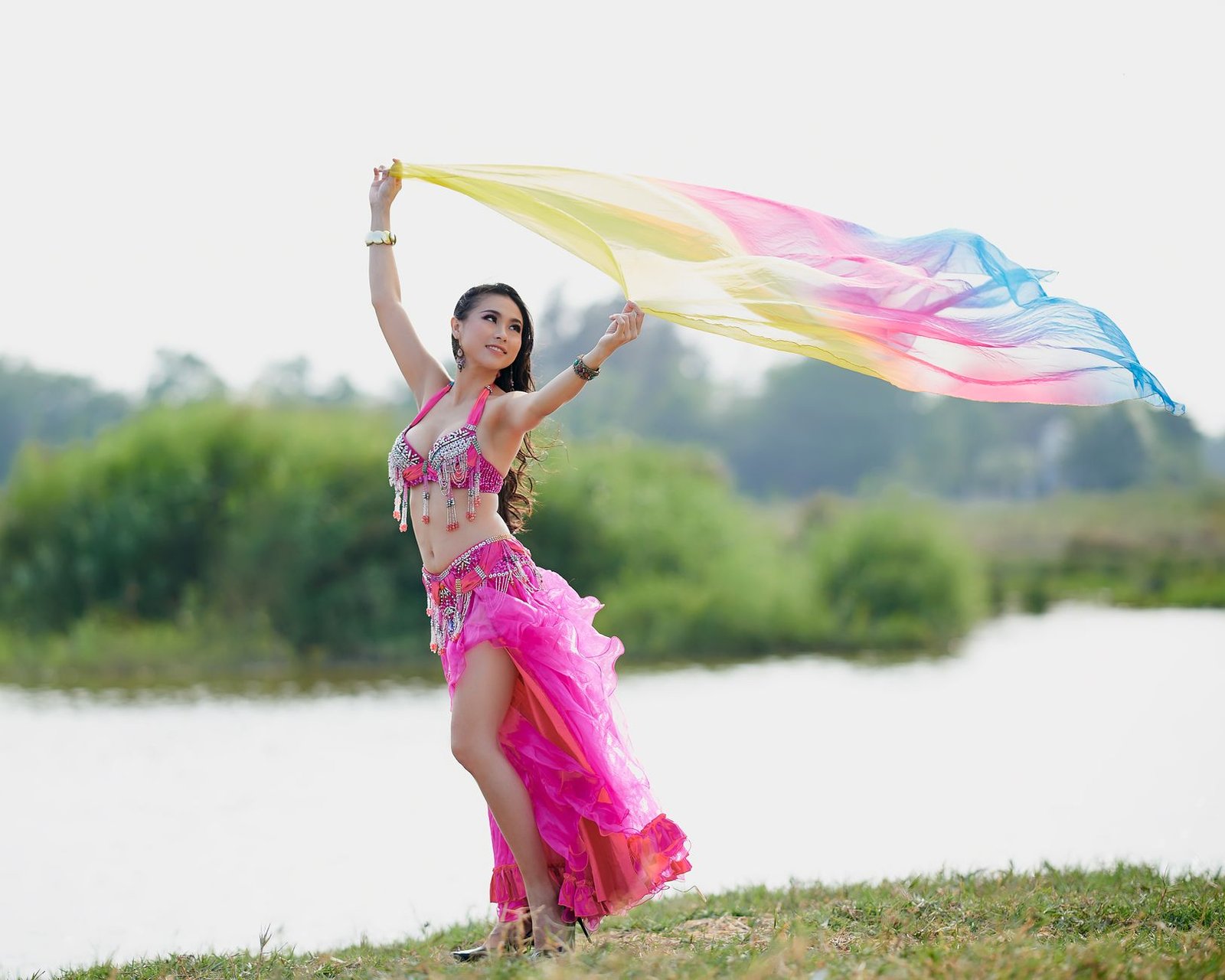 Belly Dance Veil 3 Yard Silk Feel Chiffon Veil Oriental Dance Performance