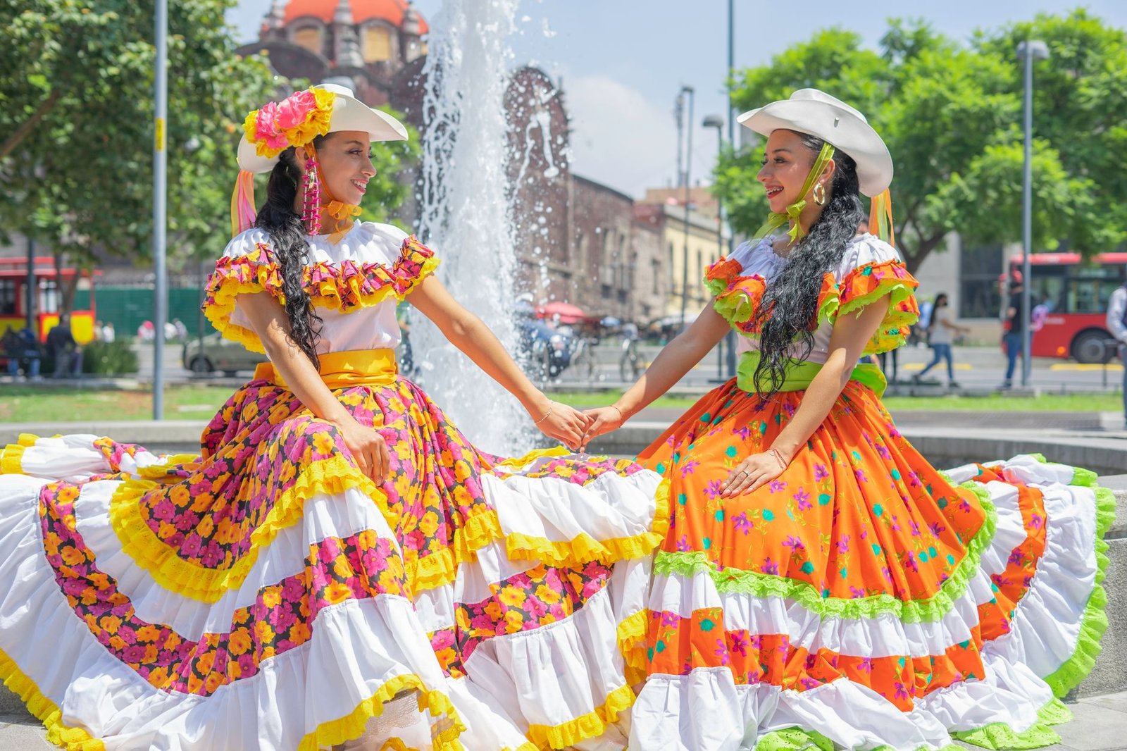 Jalisco Folklorico Skirt Women Colorful Ribbons Jarabe Tapatío